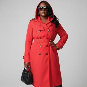 Calvin Klein Vibrant Red Belted Trench Coat | Classic Outerwear